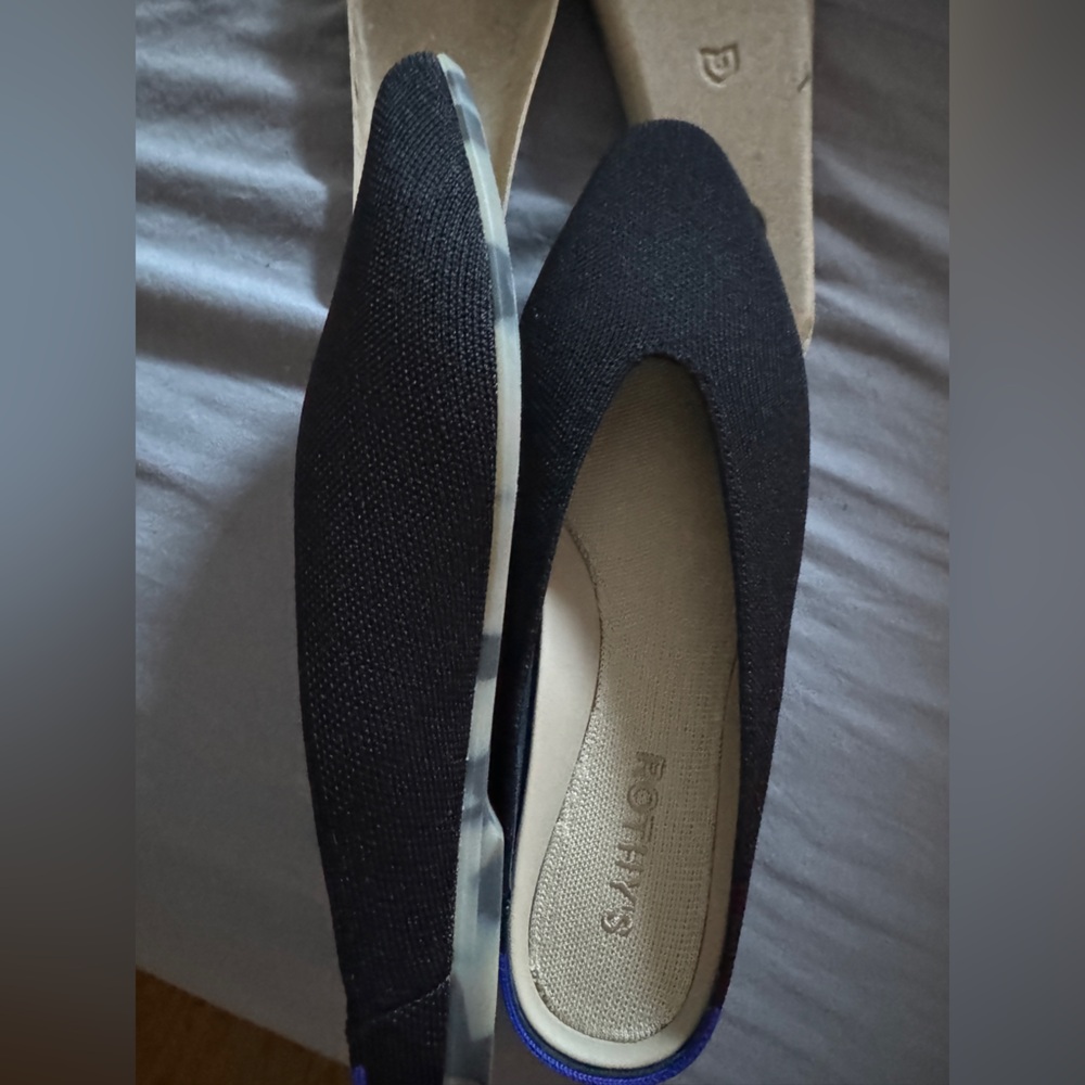 NEVER WORN Rothy's Almond Demi Mule Black Size 8- soft, flexible, Washable